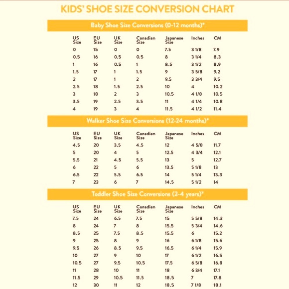 Shoe chart